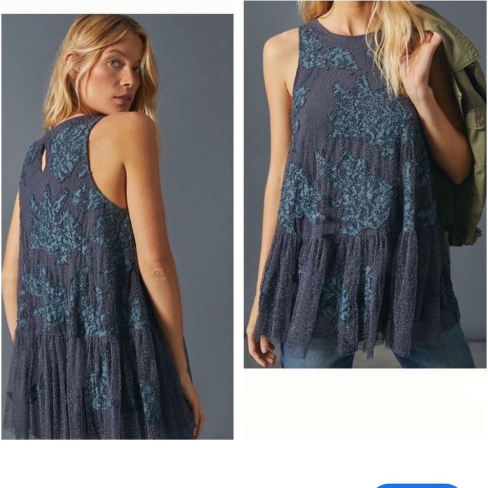 Anthropologie Neomia Applique Lace Tunic Blouse XS‎